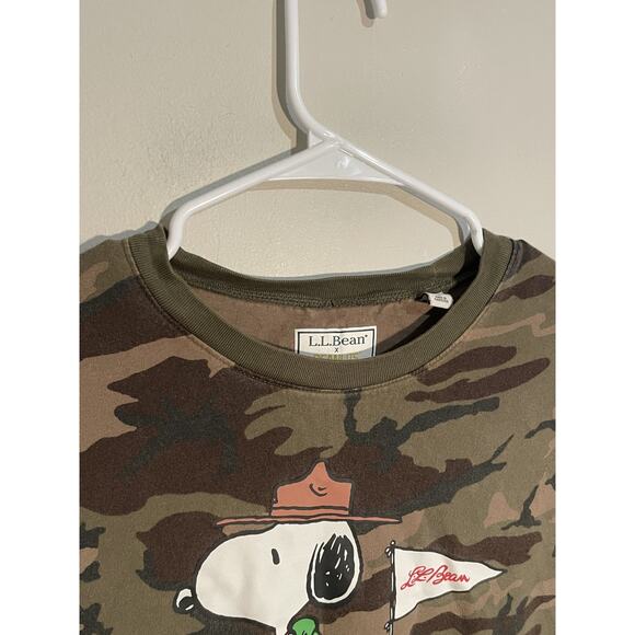 L.L. Bean X Peanuts Camouflage Snoopy Woodstock Long Sleeve Shirt Camo Sz S - Picture 3 of 9
